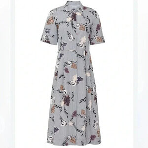 Lafayette 148 Striped Floral Shirt Dress Size Small